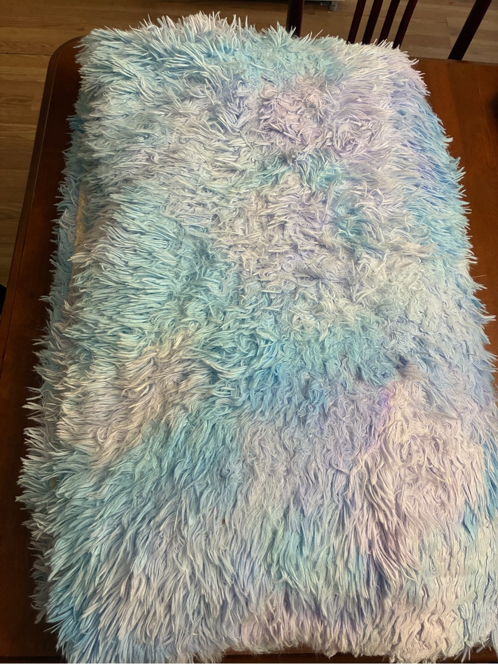 SHEIN Pastel Tie-Dye Plush Shag Throw Blanket - Blue & Lavender